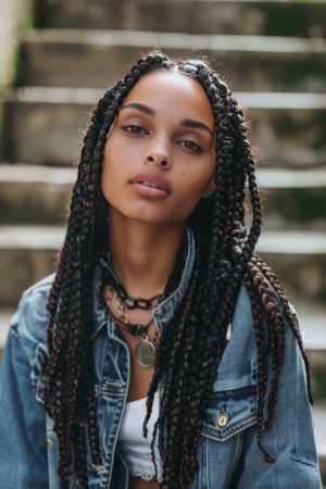 Brown Goddess Braids with Curls