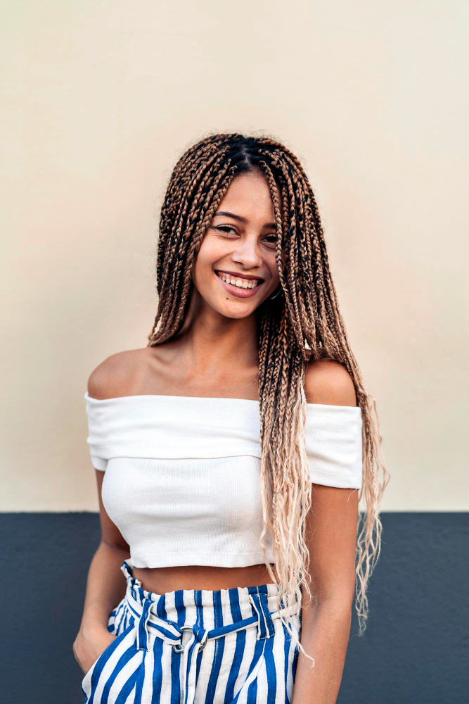 Light Brown Fulani Braids with Beads